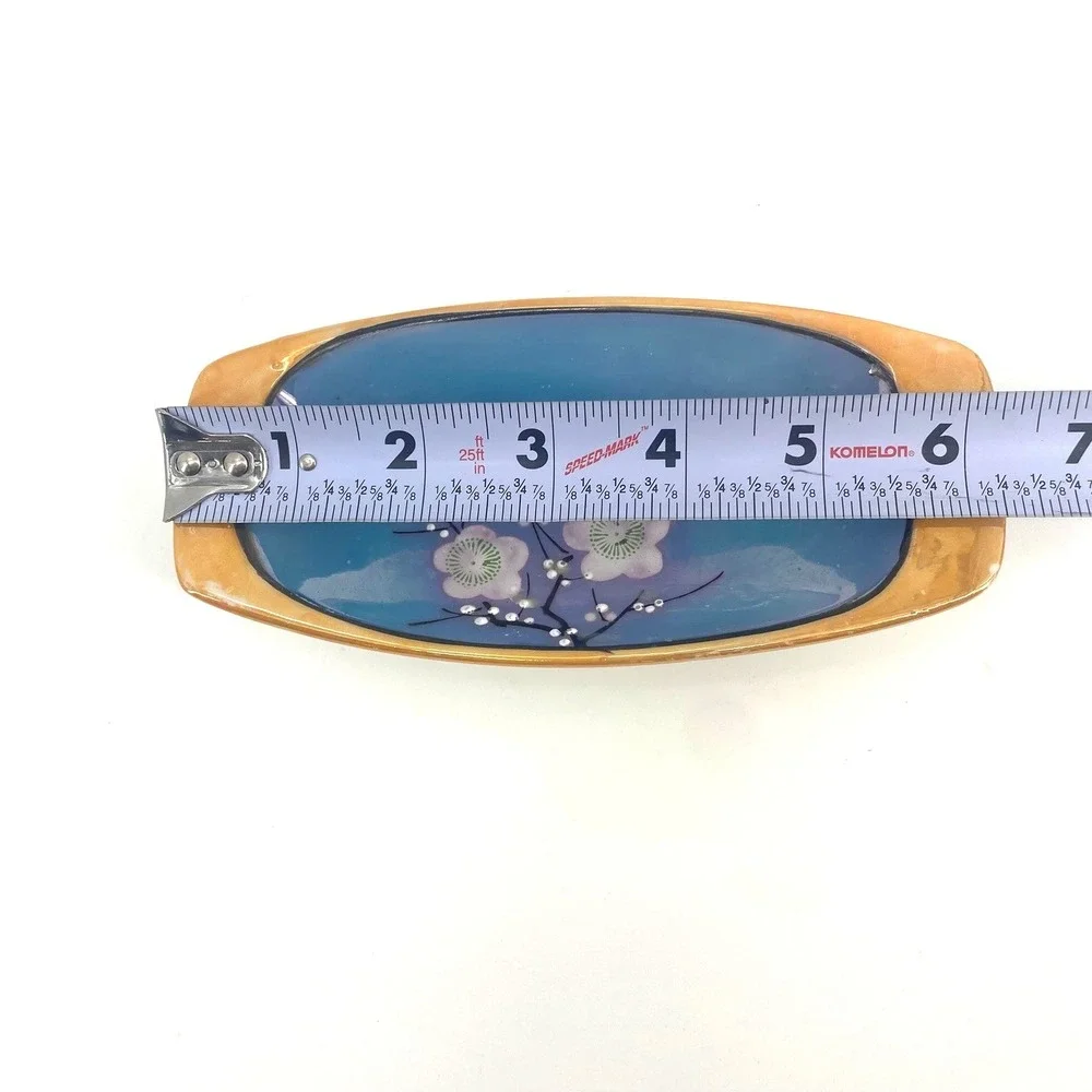 Vtg Nippon Lusterware Trinket Dish Cherry Blossoms Small Jewelry Tray Soap Dish
